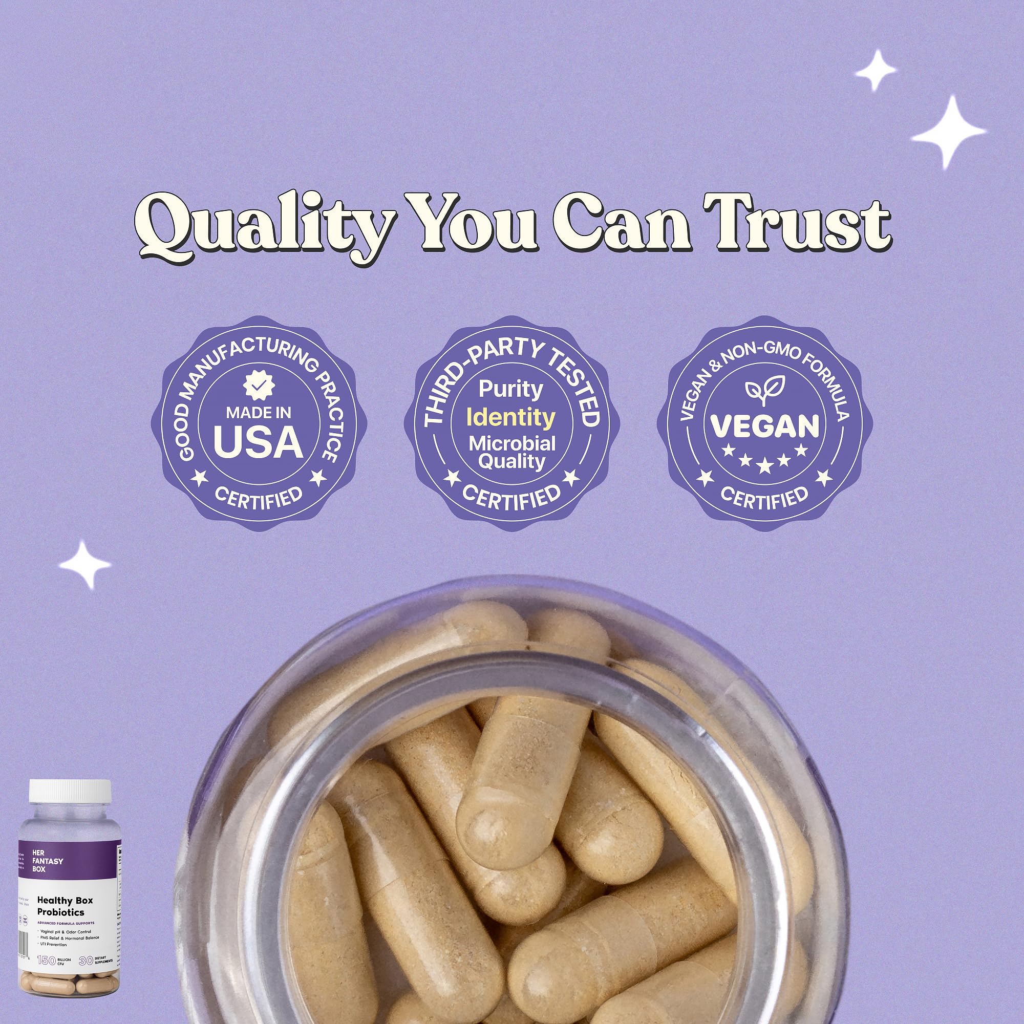 Her Fantasy Box | Healthy Box | Vaginal Probiotics for Women – Prebiotics + Advanced Lactobacillus Blend – Supports Natural Hormonal Balance – Feminine Health Support with Cranberry & D-Mannose