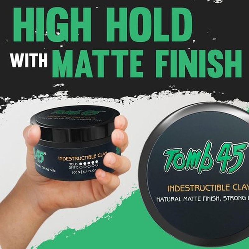 Tomb45 Indestructible Hair Clay - Strong Hold & Matte Finish Hair Styling Product | 4 oz
