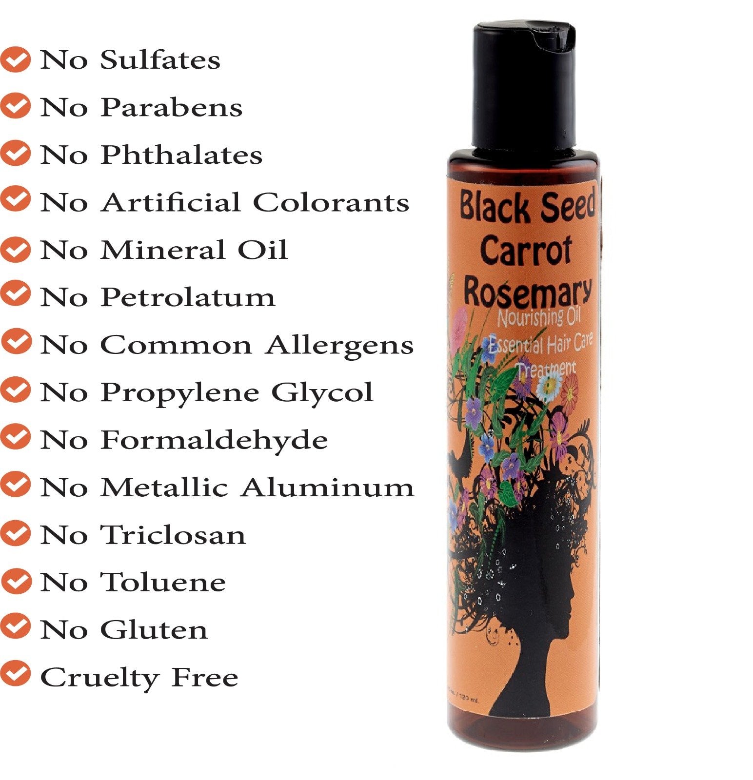 SweetSunnah Natural Black Seed and Carrot Rosemary Hair Growth Oil Formula 5 fl oz (150 ml)