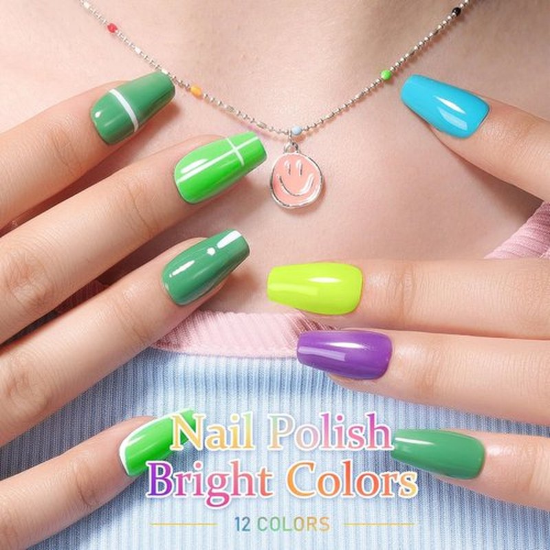 DouborQ 6 Colors Neon Bright Colors Nail Polish Set Finger Nail Polish Bulk Manicure Nail Art Home Salon Long-lasting Sequins Nail Art Varnish for Halloween (25-30)