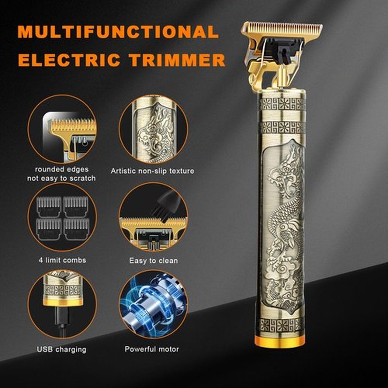 LQT Professional Hair Trimmer for Men, Beard Trimmer Hair Clippers for Men, Hair Clippers with 4 Limit Combs, Cordless Rechargeable Hair Trimmer Metal Body Cutting Grooming Kit