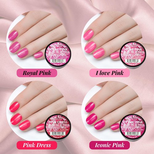 6PC Mia Secret Colored Acrylic Nail Art Powder Collection - I LOVE PINK, 6PC