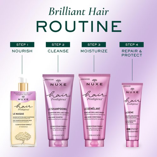 Nuxe Hair Prodigieux High Shine Shampoo. Nourishing Gentle Cleanser that Intensifies Hair Shine & Smoothness. Silicone-free & Sulfate-free, Ideal for Daily Use, 6.8 Fl Oz