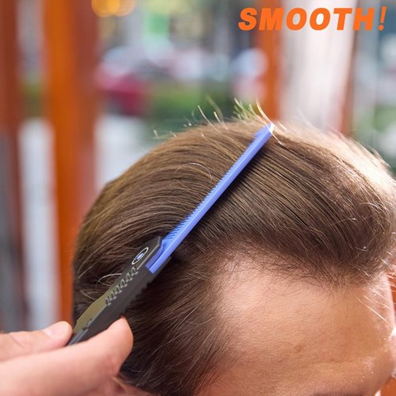 Fengliren Protable Folding 2 in 1 Hair Comb Dence Tooth Comb Wide Tooth Comb Sparse Styling Pocket for Combing Straight hair Curly Hair Beards Mustaches for Men Barber Hairdresser (Blue)
