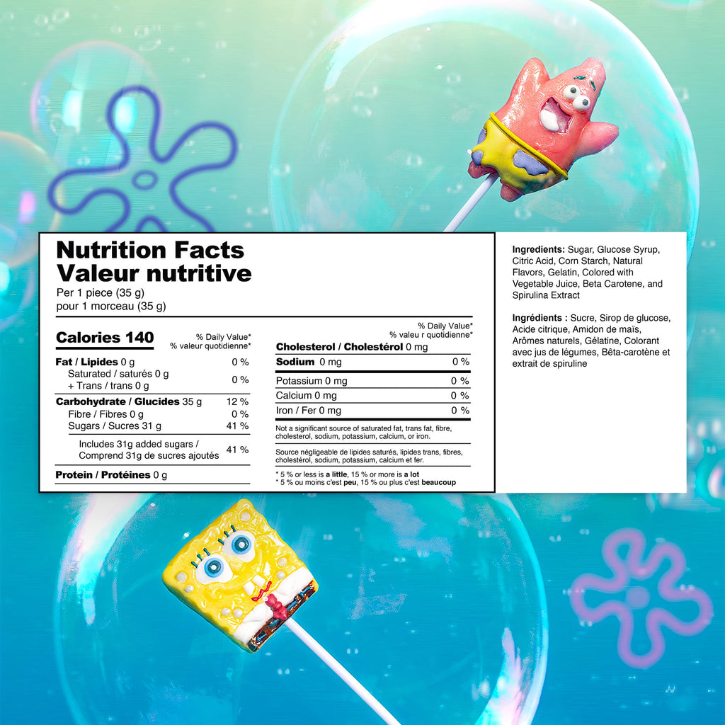 SpongeBob Jumbo Lollipops by Bubblegum Kids | Stocking Stuffers, Holiday Candy, Party Favors | Hand Crafted Lollipops with Natural Colors & Flavors | Individually Wrapped Jumbo Pops | 20 Pack