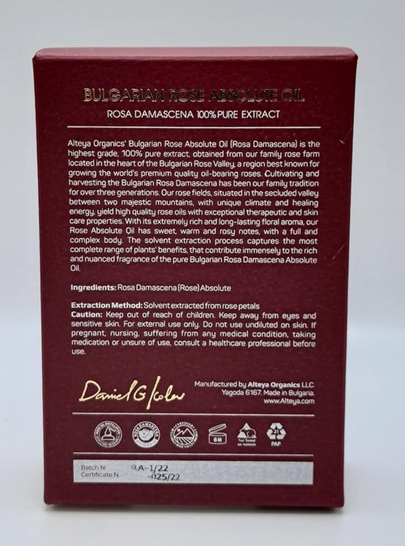 Alteya Organics Bulgarian Rose Absolute Oil - Pure Rosa Damascena Extract | 5ml