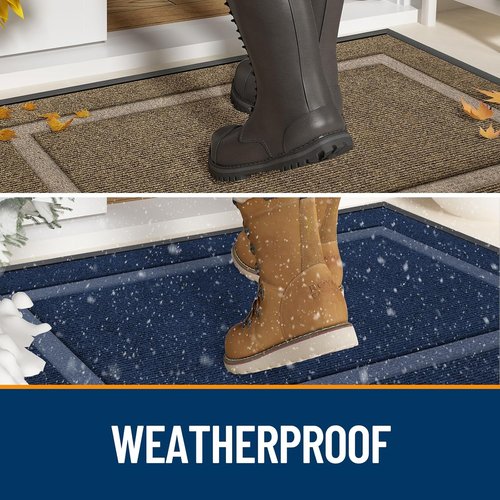 OLANLY Waterproof Front Door Mat - All-Season Indoor/Outdoor Doormat, Easy Clean, 29.5x17, Light Brown