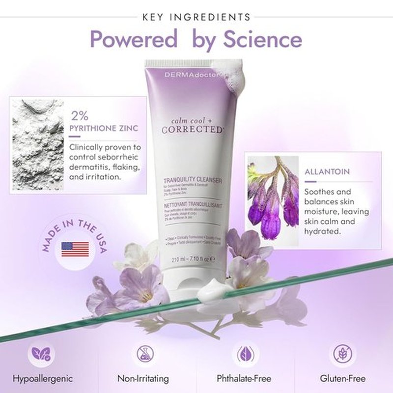 DERMAdoctor Seborrheic Dermatitis Shampoo - 2% Pyrithione Zinc Anti-Dandruff Treatment for Itchy Scalp - 7.10 oz