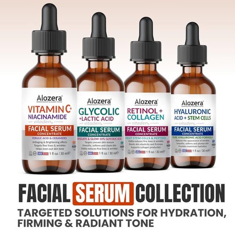 Alozera Vitamin C Facial Serum - Anti-Aging Niacinamide & Ferulic Acid for Radiant Skin | Gentle & Effective