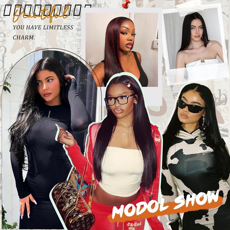 Worldnewhair Natural Black Lace Front Wig 26 Inch - 13x4 HD Lace Layered Wigs for Women, Wear and Go Glueless Wigs Pre Plucked Pre Cut Long Straight Syntheic Fiber Pre-styling Hair for Daily