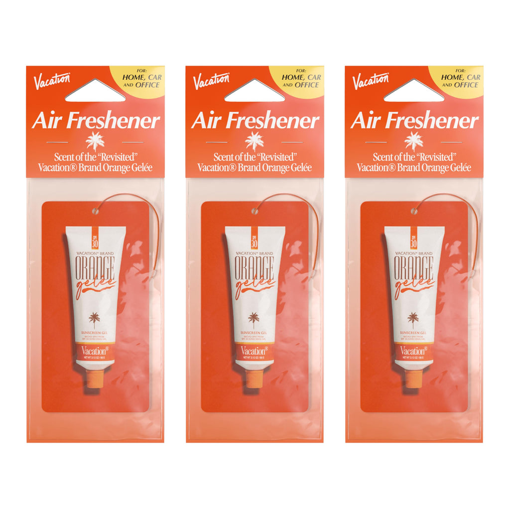 Vacation Car Air Freshener, Pack of 3 - Hanging Air Freshener for Car, Home and Office, Orange Gelée French Riviera Signature Scent, Long-Lasting Deodorizer