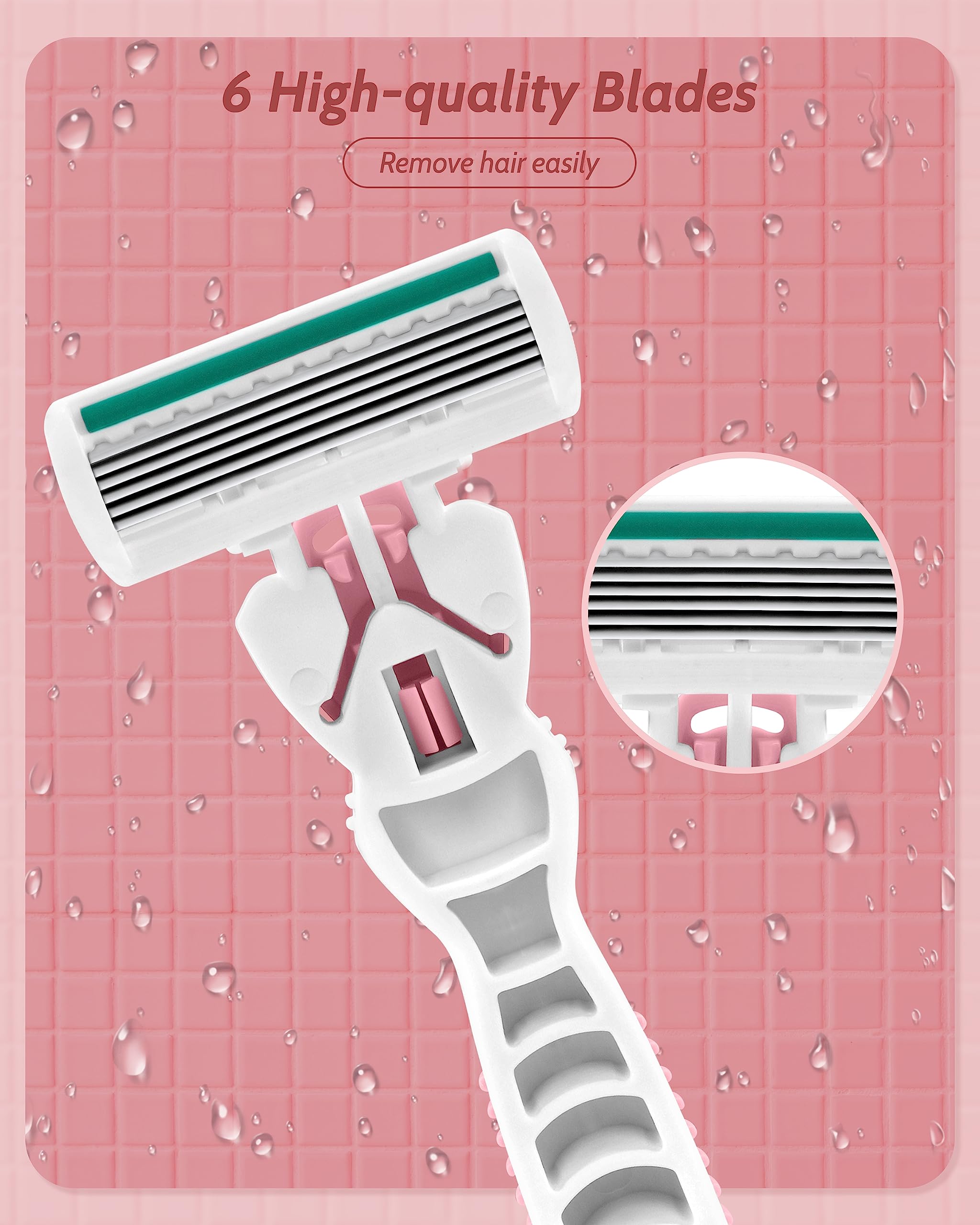 Razors for Women Sensitive Skin, 6 Blades Women’s razors for Shaving, including 1 Travel Razor for Women with 12 Blade Refills