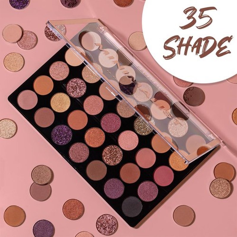 Profusion Cosmetics Minimalist 35 Shade Eyeshadow Palette - Blendable Natural Shades in Matte, Shimmer and Glitter Finishes for Mesmerizing Looks, Vegan & Cruelty-Free Makeup