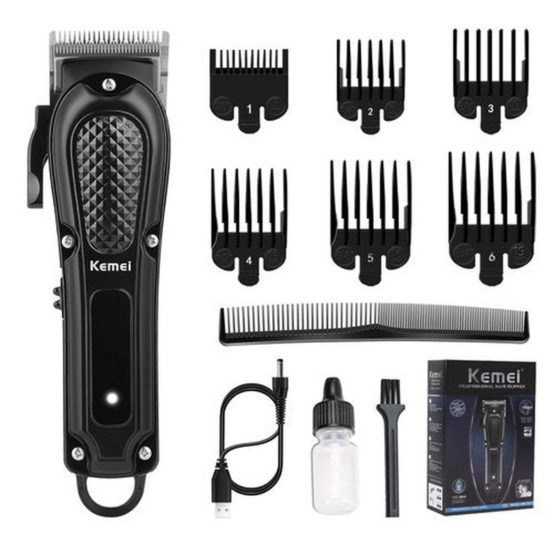KEMEI Professional Hair Clippers for Men, Cordless & Corded Barber Hair Cutting Clipper, Rechargeable Beard Trimmer for Barbers/Home Use