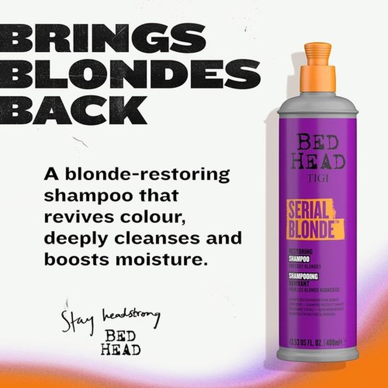 TIGI Bed Head Serial Blonde Shampoo - Restores Damaged Blonde Hair with Hydrolyzed Keratin | 20.29 fl oz