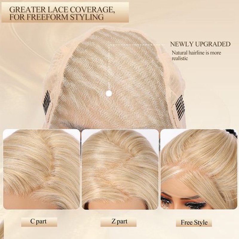 BLONDE UNICORN Blonde Wig 13x6 HD Lace Front Wig Long Straight Layered Synthetic Lace Front Wig Pre Plucked Glueless Wig for Women Daily Party Use 22IN