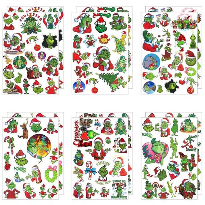 12 Sheets Christmas Temporary Tattoos, Christmas Birthday Party Supplies Christmas Party Decorations Xmas Party Favors for Holiday Tattoos Gifts Fake Tattoos Goodie Bag Fillers