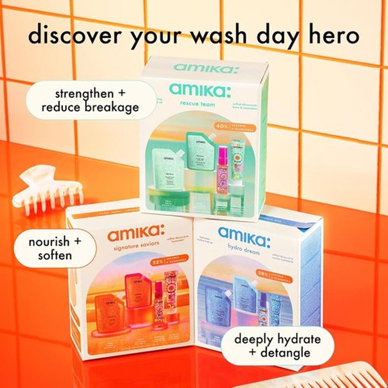 Amika Rescue Team Hair Routine Trial Set - Nourishing Hair Care Essentials for Healthy Locks