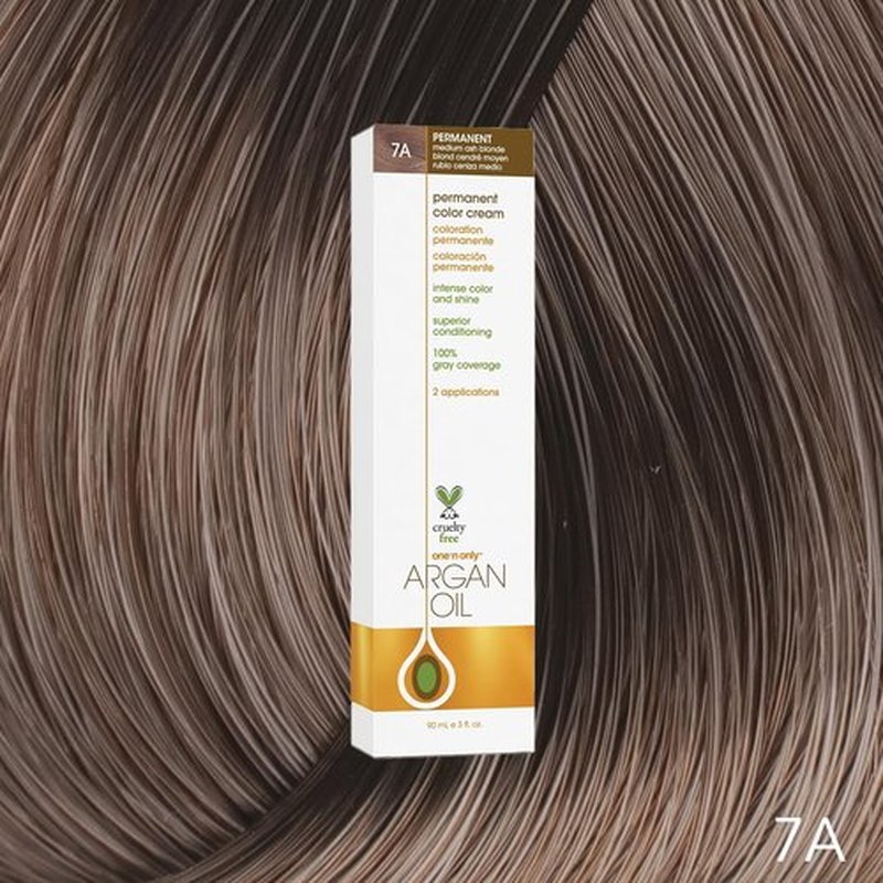 One N' Only Permanent Hair Color - Argan Oil Infused Dye for Rich, Accurate Tones - 7A Medium Ash Blonde (3 oz)