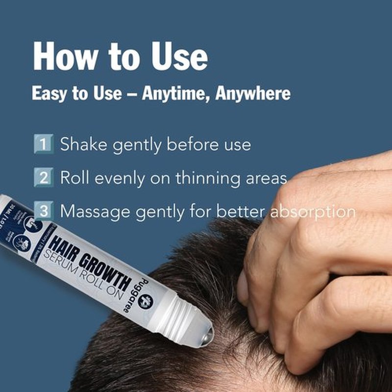Puggaree Redensyl Hair–Growth–Serum Roll On – 3% Rosemary, 3% Redensyl, DHT-Blocking Scalp Serum for Thicker, Fuller Hair – For Women & Men (30 ml)