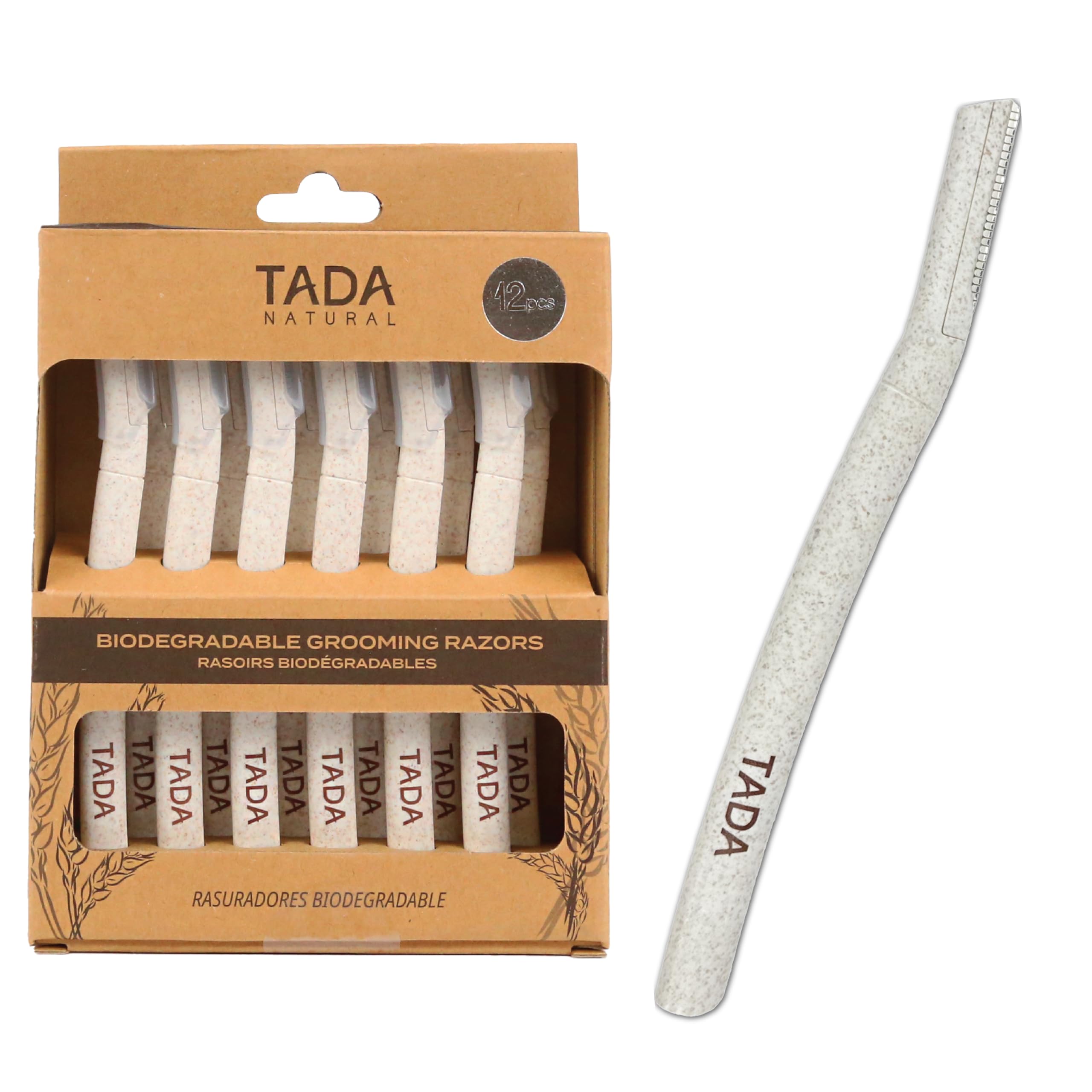 TADA Natural - 12PCS Straight Razors for Men and Women for Eyebrow Straight Edge, Beard, Disposable Razors (White)