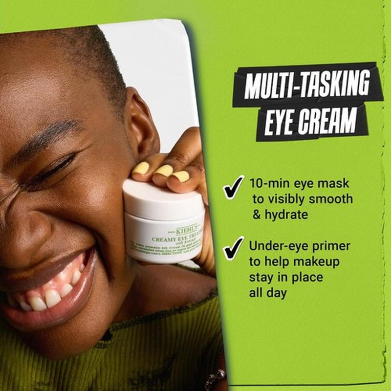 Kiehl's Avocado Eye Treatment - Under Eye Cream for Puffiness & Dark Circles | Caffeine-Infused, 99% Natural