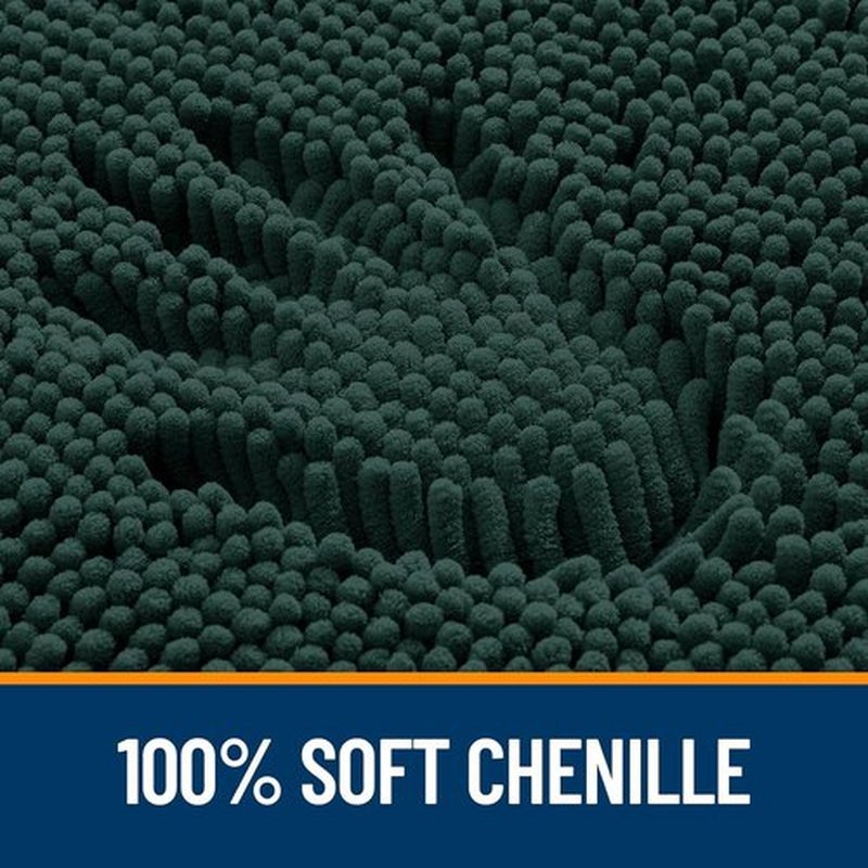 OLANLY Bathroom Runner Rugs - Soft Absorbent Chenille with Rubber Backing | 47x24, Quick Dry, Blackish Green