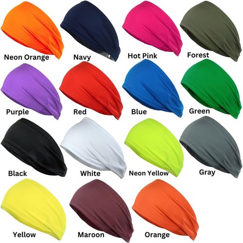 Kenz Laurenz Performance Headband Moisture Wicking Athletic Sports Head Band Wide Head Band Sweatband - Workout, Soccer, Softball, Basketball (Yellow)