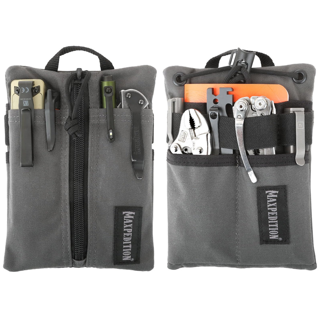 MAXPEDITION Platy Pocket Organizer, Durable EDC Tool Pouch for Men, Neck Wallet with Paracord Lanyard, Holds Flashlight, Multitool, Pen, Notebook (Wolf Gray, 5" x 7")