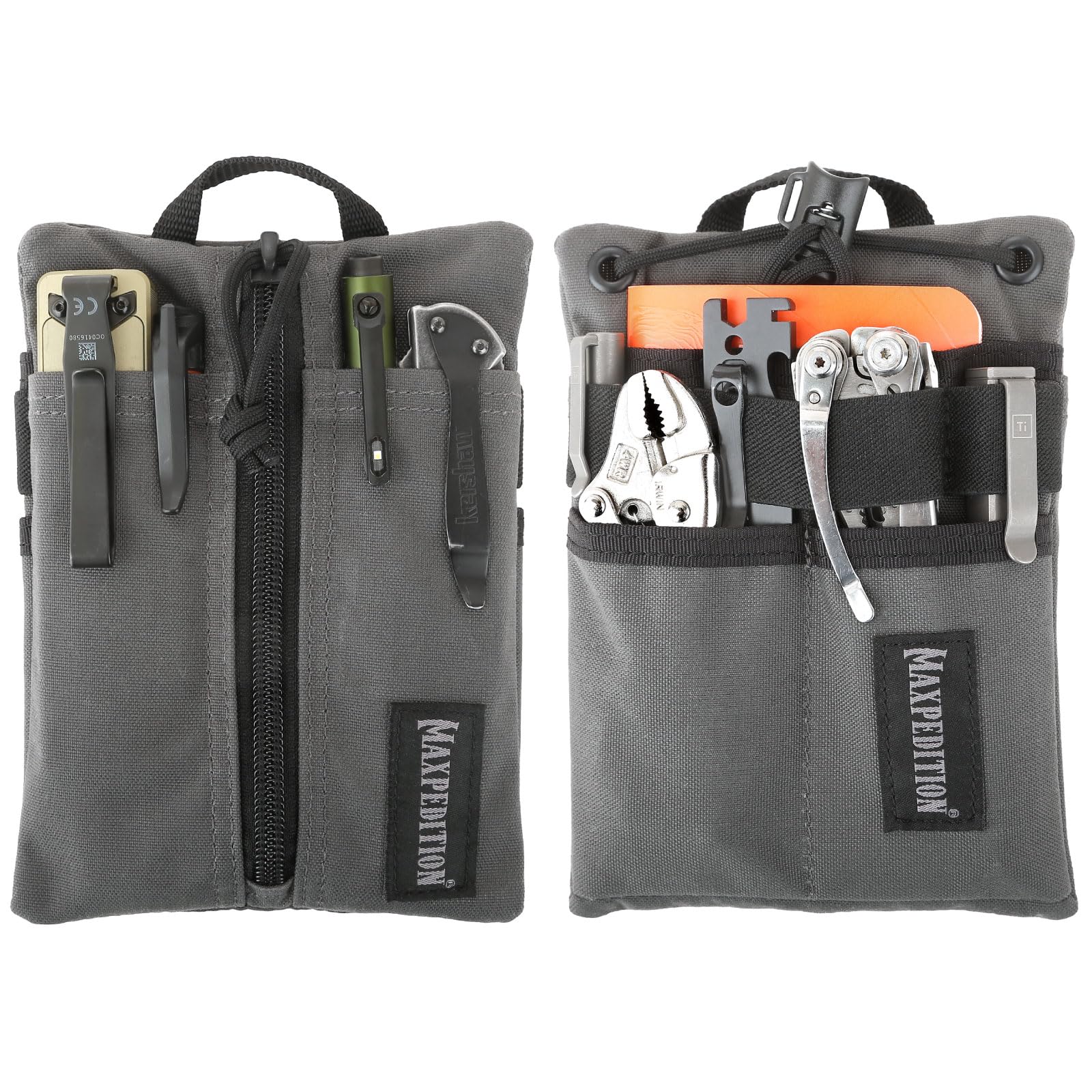MAXPEDITION Platy Pocket Organizer, Durable EDC Tool Pouch for Men, Neck Wallet with Paracord Lanyard, Holds Flashlight, Multitool, Pen, Notebook (Wolf Gray, 5" x 7")