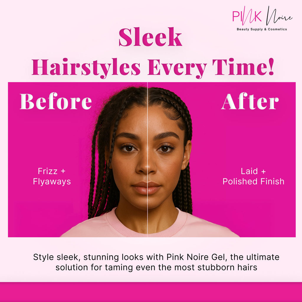 Pink Noire Braiding Gel | Braid Gel Extreme Hold for Locs, Twists and Braid | 7 fl oz