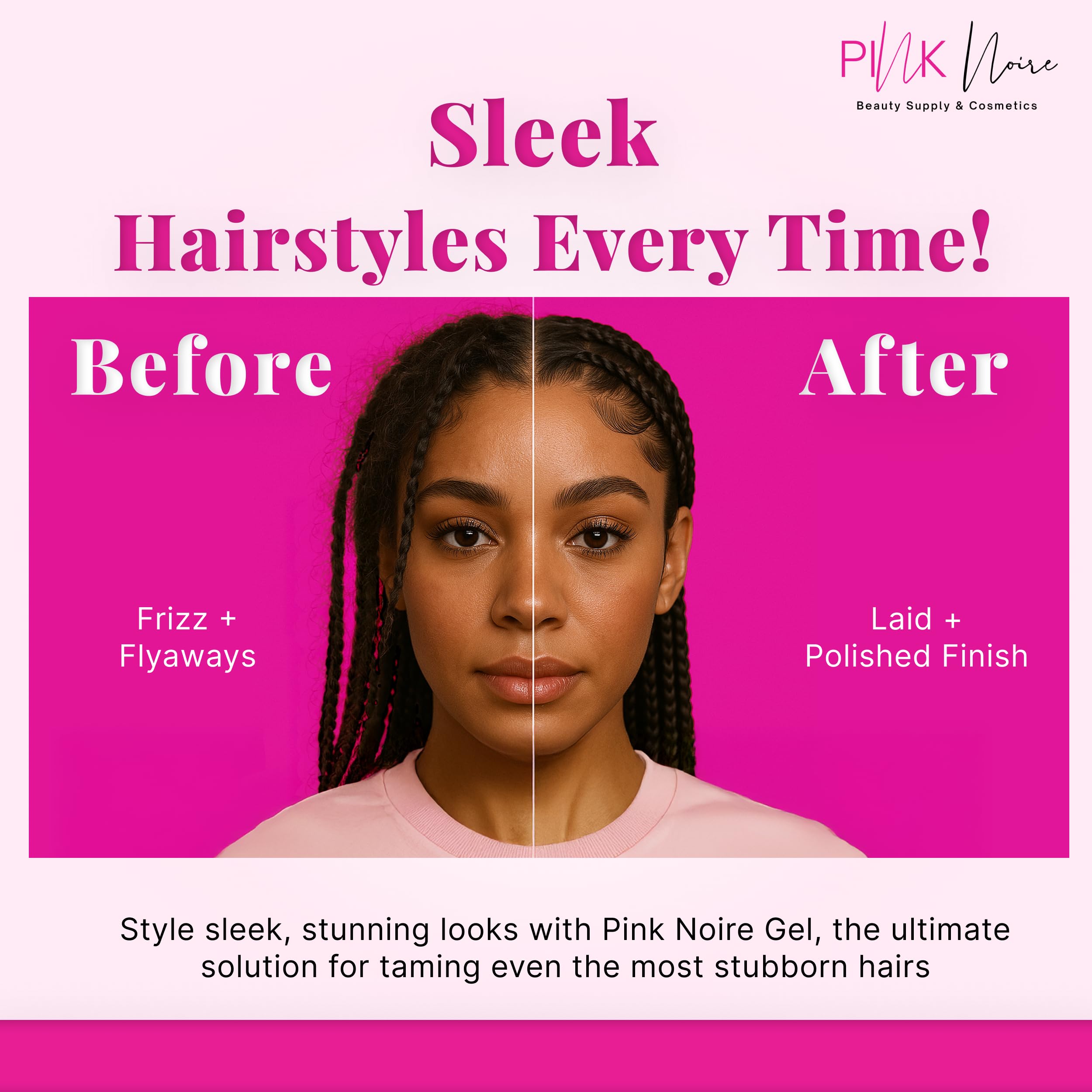 Pink Noire Braiding Gel | Braid Gel Extreme Hold for Locs, Twists and Braid | 7 fl oz