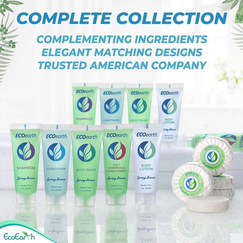 EcoEarth - Travel Size Conditioner - 1 fl oz, 200 PK, Spring Breeze - Delight Your Guests with Revitalizing and Refreshing Hotel Conditioner - Small Size Travel Amenities - Hotel Toiletries in Bulk