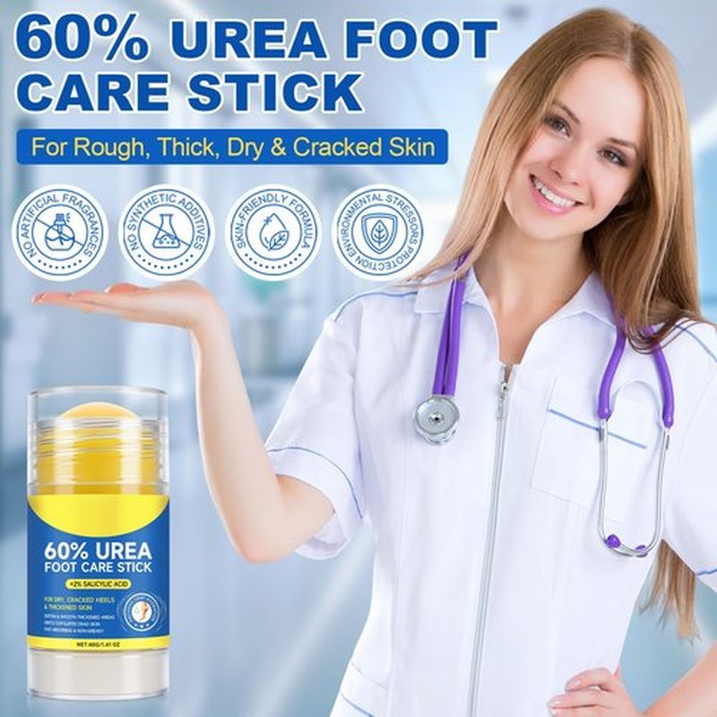 BQWSWWN Foot Cream for Dry Cracked Heels and Feet, 60% Urea with 2% Salicylic Acid Urea Foot Care Stick, Moisturizes and Hydrates the Dry Skin, Callus Remover Skin Softener, 1.41oz