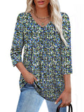 Lylinan Womens V Neck 3/4 Sleeve Tunic Shirts Casual Loose Fit Spring Summer Blouse Style Clothing S-XXL