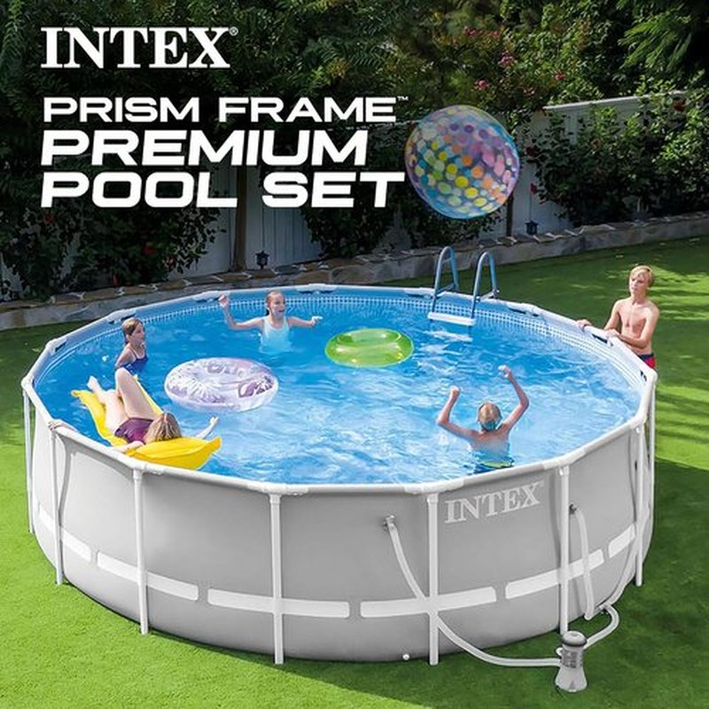 Intex Prism Frame Above Ground Swimming Pool Set - 12ft x 30in | Includes 530 GPH Filter Pump, Puncture Resistant, Rust Resistant, 1718 Gallon Capacity