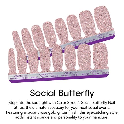 Color Street Social Butterfly Glitter Nail Strips