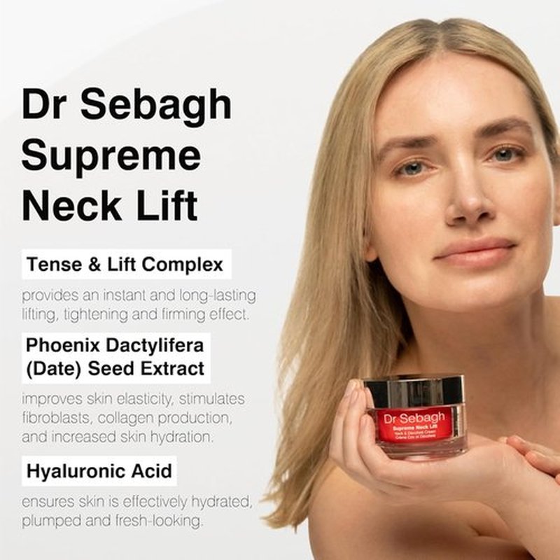 Dr Sebagh Supreme Neck Lift - Firming & Rejuvenating Neck Cream for Wrinkles | 1.7 fl oz - Smooth & Restore Elasticity