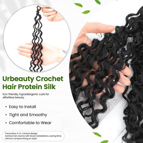 Full Head Crochet Hair for Black Women Human Hair Soft Feeling, Short Gogo Curl Protein Silk 80 Strands, Deep Curly Innovative 4-in-1 Strand Design Hypoallergenic Synthetic Fiber