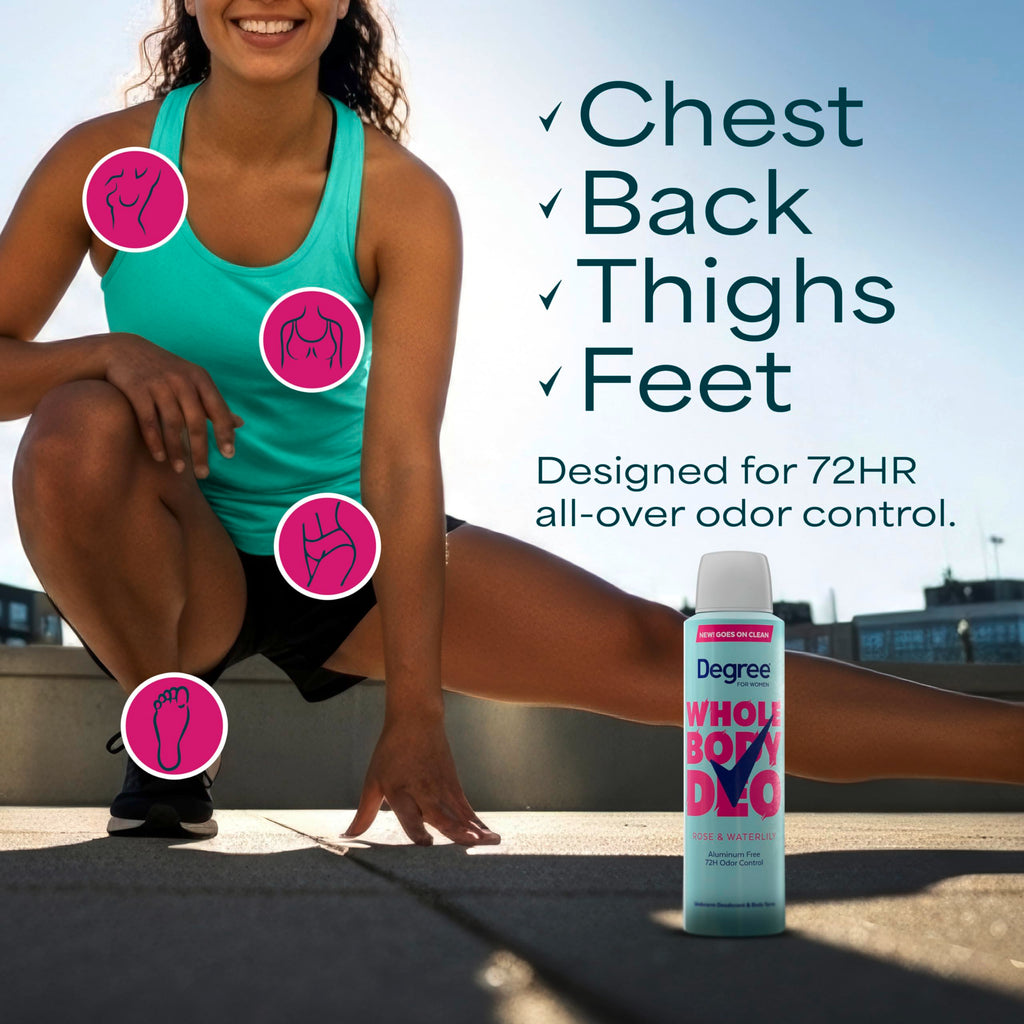 Degree Women Deodorant Spray Rose and Waterlily Scent Aluminum Free 72H Odor Protection 2.9 FO