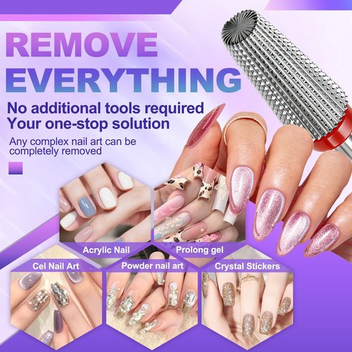 FANTEXY 3/32" Carbide Nail Drill Bits - 5 in 1 Cuticle Drill Bits for Nails, Gel Remover Drills Bit, Professional Nails File Bits for Old Skin and Nails, Manicure Pedicure Gel Polishing (Fine - F)