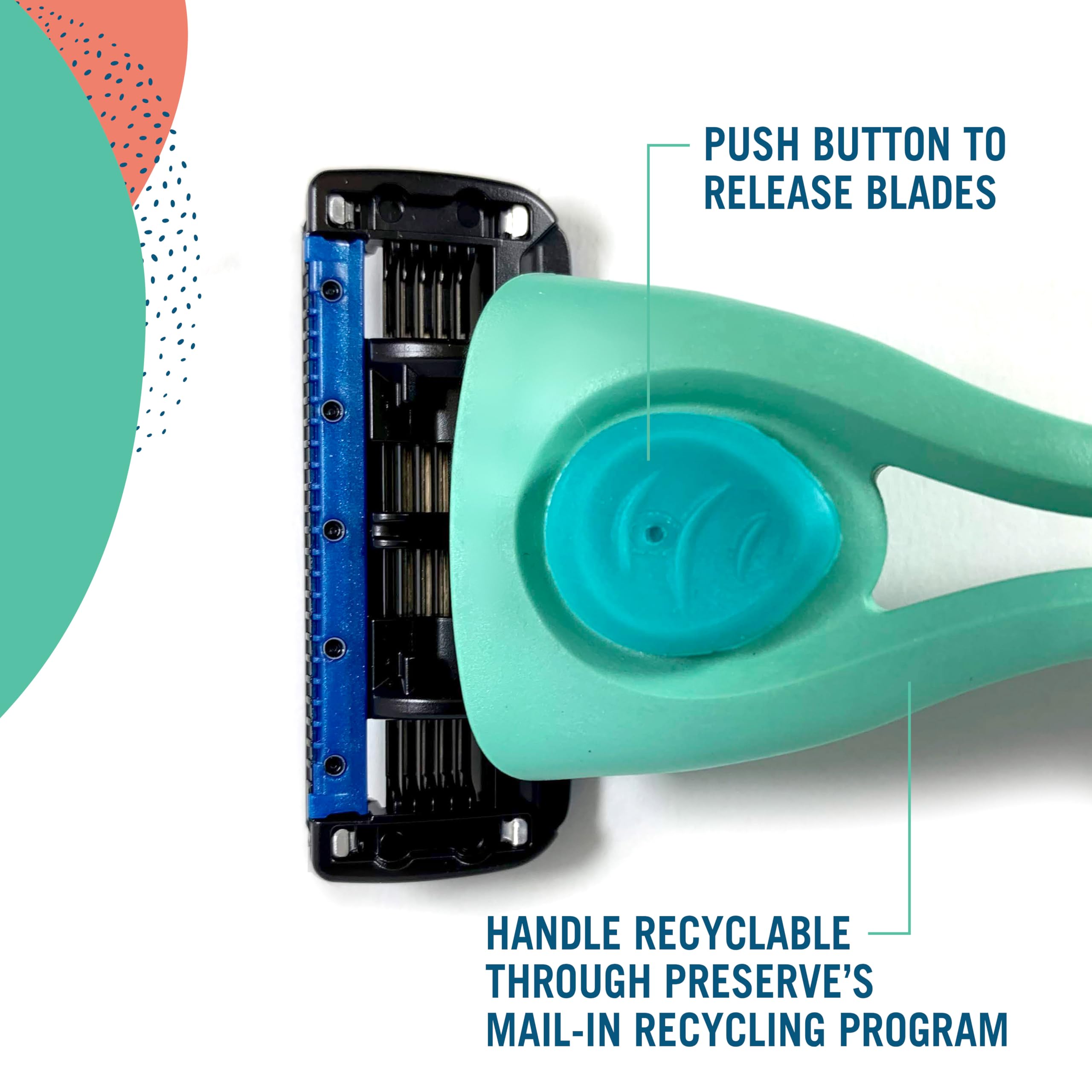 Preserve Shave 5 Razor, Recycled Handle & Ceramic Blades, Sunshine Yellow