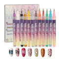 12 Colors Nail Art Pens Set,Premium Waterproof Nail Pens for Pail Art Painting Nails, Quick-Dry Nail Pens for Detailed Nail Design & Creative Manicures
