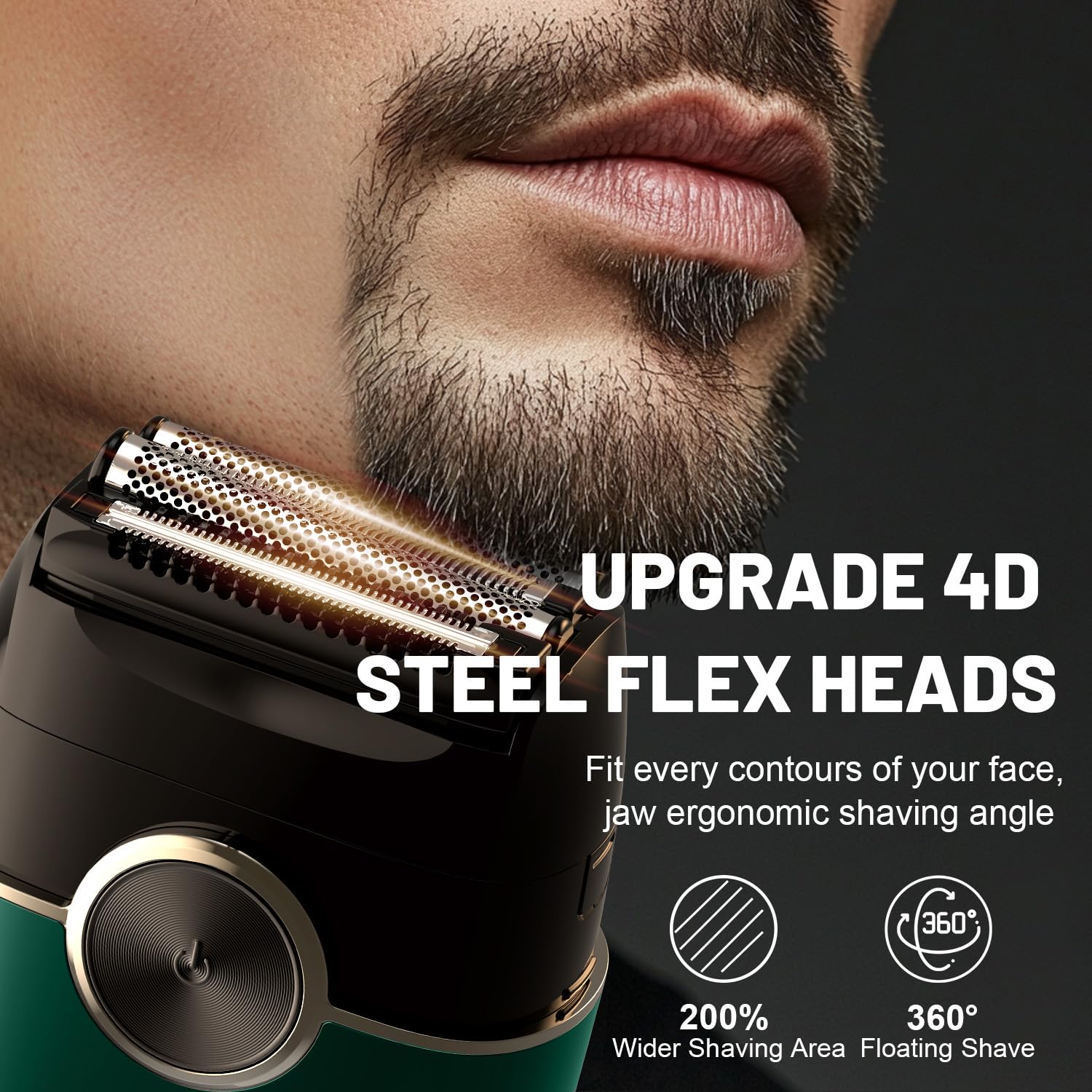 Welclux Rechargeable Electric Razor for Men: Mini Foil Shavers for Men with 4 Floating Blades - Dual-Speed & LED Display, 120Min Runtime, IPX7 Waterproof Face Shaver, USB-C