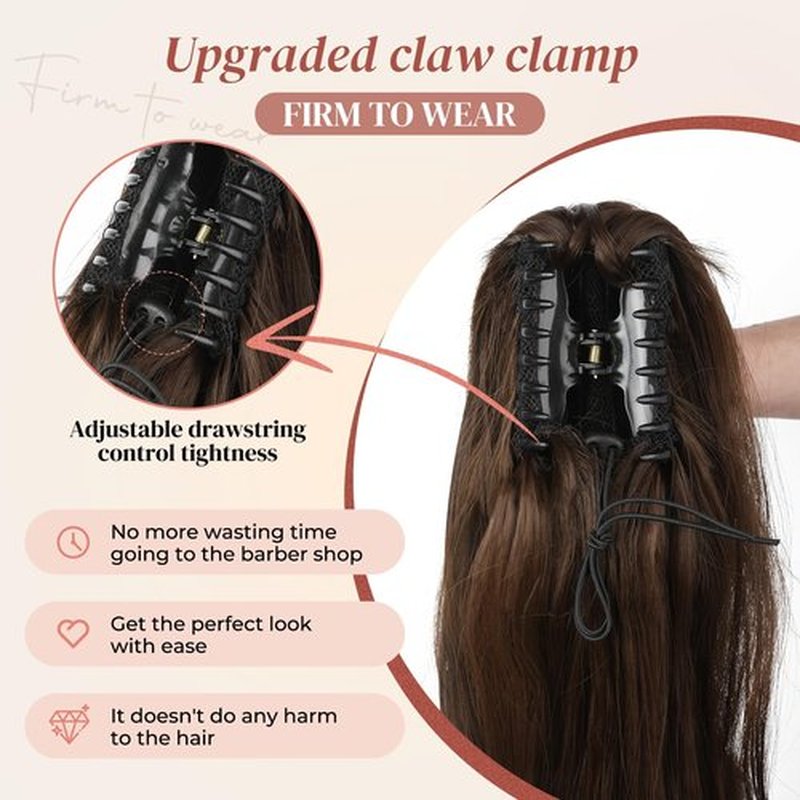 LONAI Claw Clip Ponytail Extension for Women 24 Inch Curly Wavy Ponytails Extensions Clip in Ponytail Hair Extensions Pony Tail Clip on Ponytails Hair Piece (Dark Chocolate Brown)