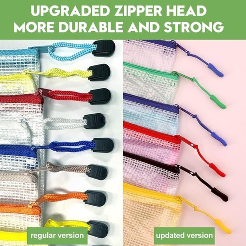 Skiennix 24-Piece Mesh Zipper Pouch Set - Waterproof A4 Document Bags for Organization & Travel