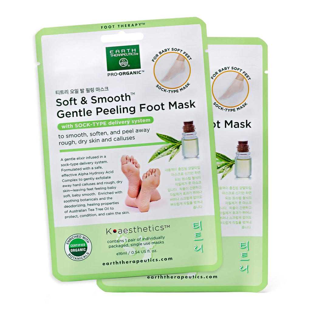 Earth Therapeutics Soft & Smooth Gentle Peeling Foot Mask - 2 Pairs