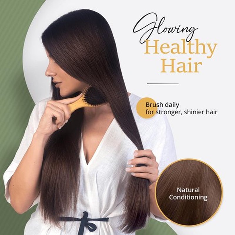 Premium Boar Bristle Hair Brush - Restore Shine & Health for Thick, Long, Curly Hair | Includes Comb, Travel Bag & Spa Headband