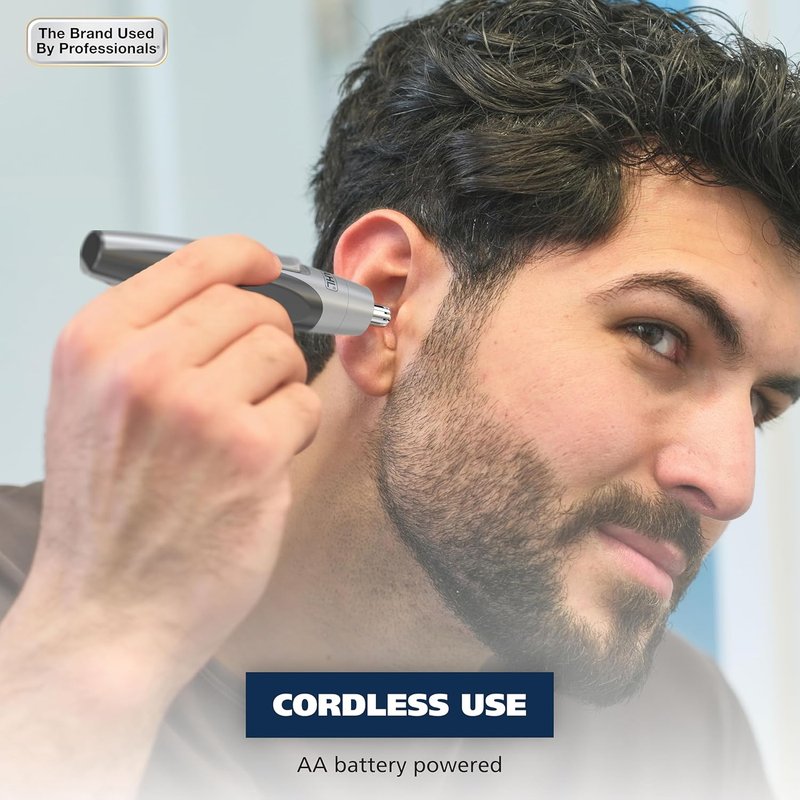 Wahl Precision Ear and Nose Hair Trimmer - Battery Operated, Hygienic & Rinseable Blade, Travel-Friendly