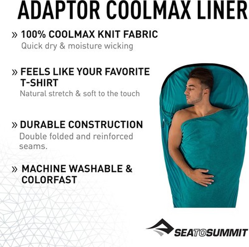 Sea to Summit Coolmax Sleeping Bag Liner - Lightweight Travel Bedding for Comfort & Versatility